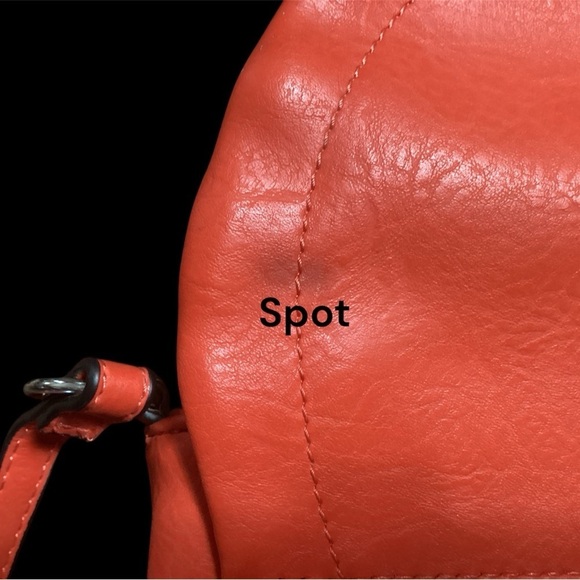 NICOLE MILLER ORANGE V-SHAPED FLAP CROSSBODY PURSE USED - Picture 8 of 8